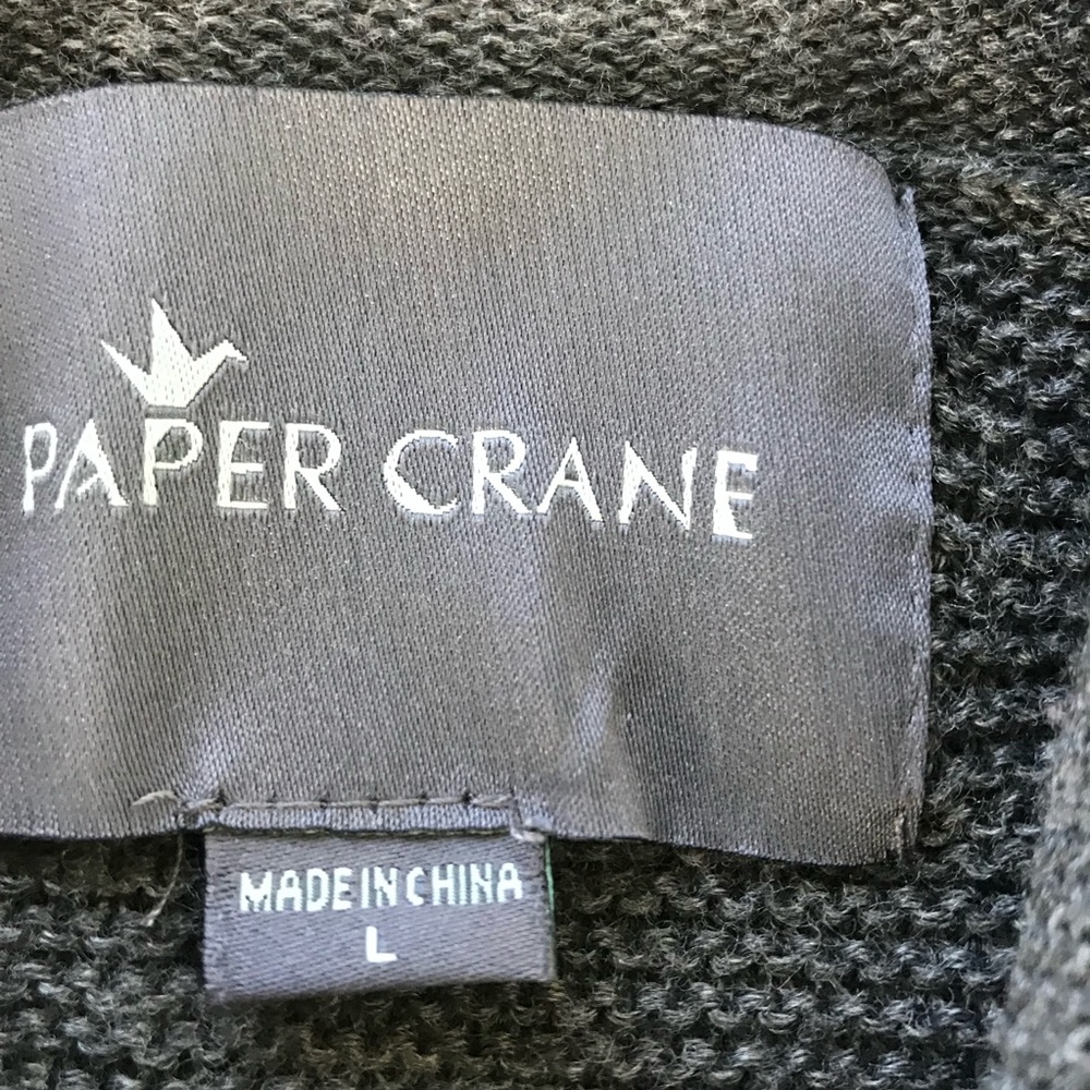 Paper crane gray cowl knit Large sweater - Picture 3 of 6